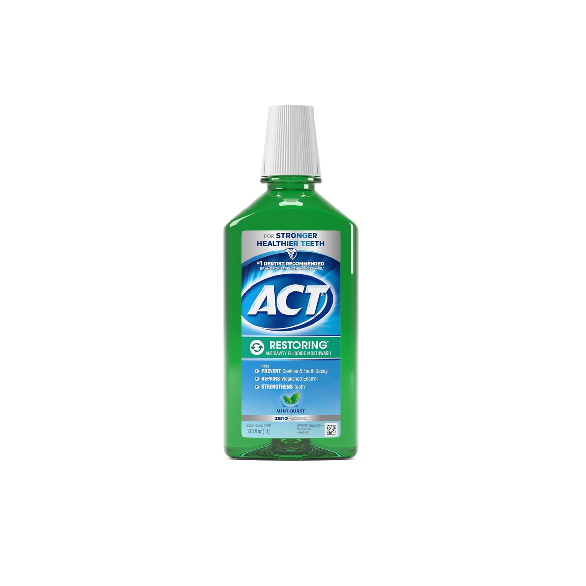 ACT Restoring Zero Alcohol Mondwater met Fluoride Mint Burst 1 L
