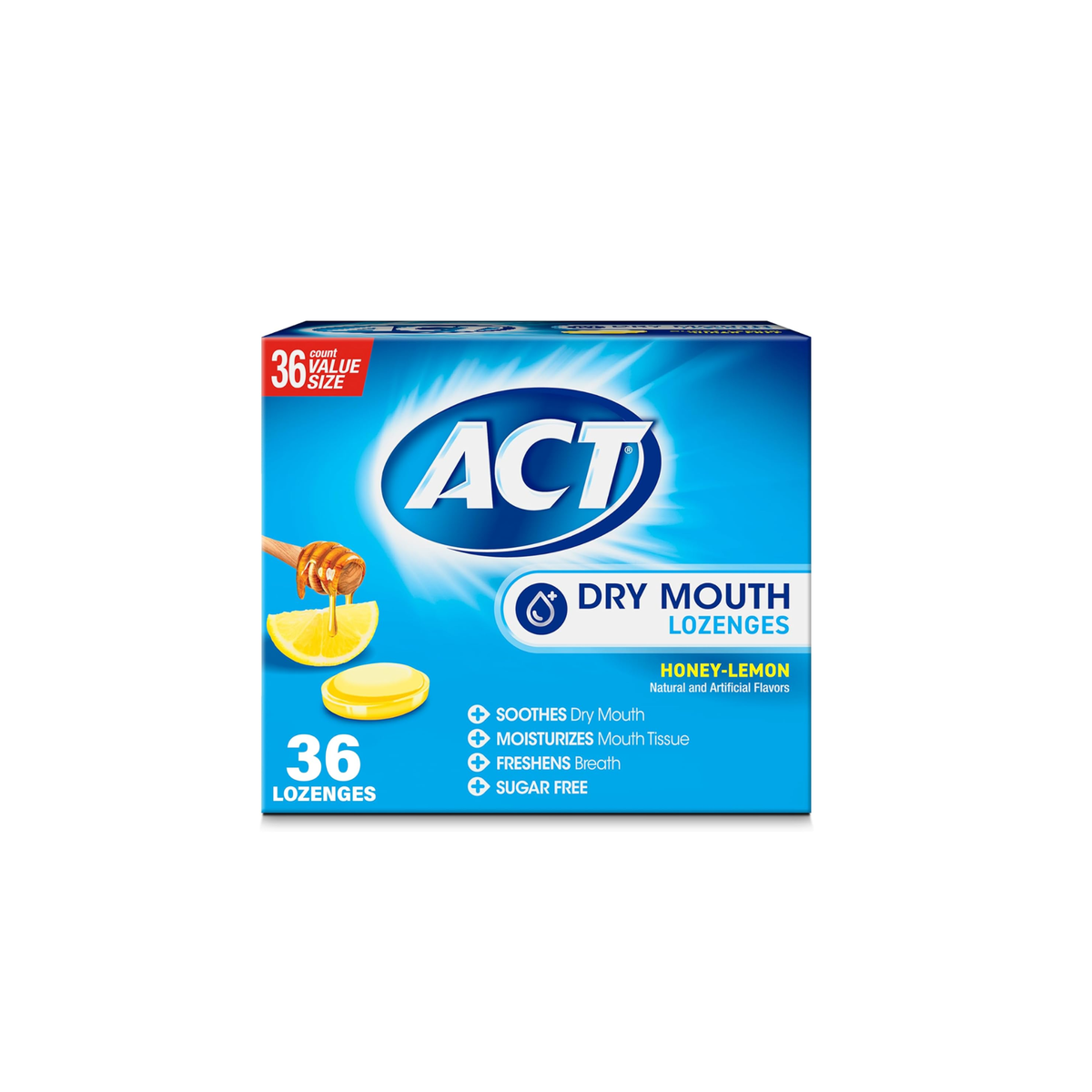 ACT Droge Mond Hydraterende Zuigtabletten Honing Citroen 36 Stuks