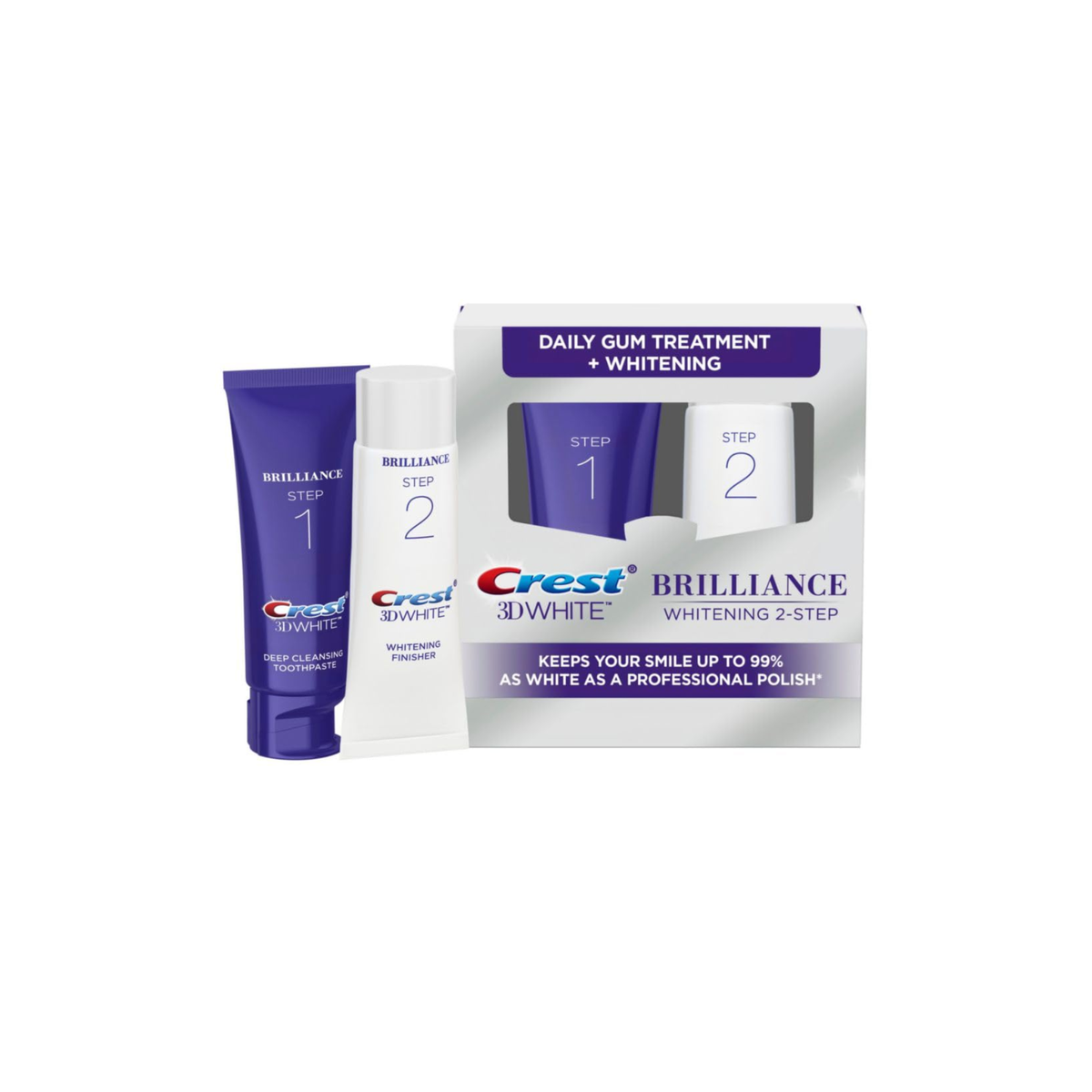 Crest 3D White Brilliance 2-Stappen Whitening Set  Tandpasta & Whiteninggel